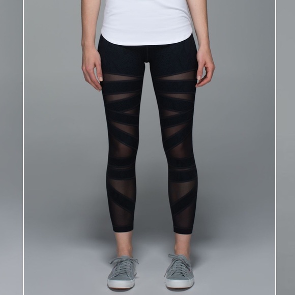 Lululemon High Times Pants Leggings *Tech Mesh Desert Snake Deep Coal Black 2 - Picture 10 of 10